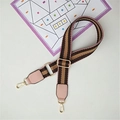 Adjustable brown wavy woven shoulder strap for bags with gold metal swivel snap hooks - Pink