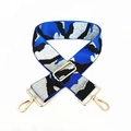 Adjustable 5cm wide camouflage shoulder strap in blue, black, and silver with gold hooks - Camouflage Blue Silver Thread