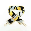 Adjustable yellow and black camouflage purse strap with gold metal swivel hooks - Camouflage Yellow Silver Thread