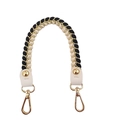 Handgefertigter Taschenriemen in Schwarz-Beige gewebt mit goldenen Karabinerhaken - Kurzer Stil / Schwarz