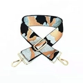 Adjustable camouflage pattern 5cm wide shoulder strap with golden metal hooks - Camouflage Pink Brown Silver Thread
