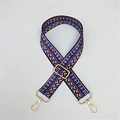 Adjustable bohemian purple geometric pattern guitar style strap with gold metal buckles - Blue Checkered