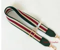 Adjustable striped strap in dark green and burgundy with black PU leather ends - Green Webbing with Black PU Leather