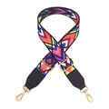 Adjustable colorful woven shoulder strap with geometric patterns and gold metal hooks - Colorful Arrows