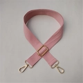 Correa de hombro ajustable de algodón rosa claro con ganchos de metal dorado para bolsos - Rosa