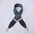 Detail of adjustable blue and black ethnic weave strap with gold lobster clasps and studs - Chinese Style Lion