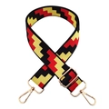 Verstellbarer 3,8 cm Jacquard-Gurt mit geometrischem Muster und goldfarbenen Beschlägen - Schwarz/Rot/Gelb