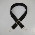 Adjustable black nylon bag strap with polished gold-tone metal buckles for crossbody bags - Black