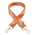 Verstellbarer breiter Ersatzschultergurt mit buntem geometrischem Muster und Goldbeschlägen - Orange Rosa und Beige