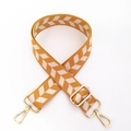 Tracolla regolabile larga con motivo geometrico a freccia giallo senape e bianco - Fibbia Canna di Fucile / Giallo Beige
