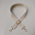 Adjustable beige cotton canvas shoulder strap with gold metal buckles for handbags - Off White