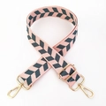 Tracolla larga regolabile per borsa con motivo geometrico chevron rosa e verde acqua - Fibbia Canna di Fucile / Rosa