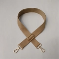 Adjustable khaki cotton canvas bag strap with durable gold metal swivel hooks - Khaki