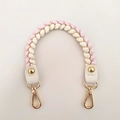 Rosa-weißer gewebter schmaler Schultergurt mit goldenen Karabinerverschlüssen - Kurzer Stil / Rosa