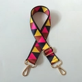 Adjustable woven shoulder strap with geometric triangle pattern and gold metal hooks - Colorful Geometric Triangles