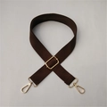 Adjustable dark brown cotton shoulder strap for crossbody bags with gold metal clasps - Brown