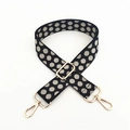 Tracolla larga regolabile per borsa con classico motivo a pois bianchi e neri - Fibbia Canna di Fucile / Blu Scuro a Pois
