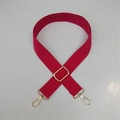 Adjustable rose red cotton canvas shoulder strap with gold metal hooks and buckles - Rose Red