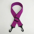 Detail of adjustable purple woven shoulder strap with black swivel hooks for bags - Purple