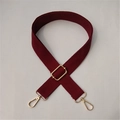 Adjustable dark red canvas shoulder strap with gold metal buckles for crossbody bags - Burgundy