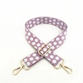 Adjustable lavender crossbody bag strap with white polka dots and gold metal hooks - Purple Polka Dot