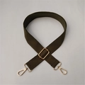 Olive green adjustable cotton shoulder strap for crossbody bags with gold metal hooks - Army Green