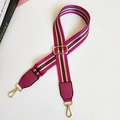 Adjustable wide replacement shoulder strap with colorful stripes and gold metal buckles - Rose Pink