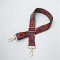 Ethnic bohemian geometric woven replacement shoulder strap with gold metal hooks - Silver Clasp / Colorful Geometric