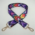 Adjustable colorful geometric patterned wide strap with gold-tone swivel metal hooks - No. 13 Colorful Diamond / Silver Clasp