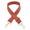 Adjustable orange and grey geometric woven wide shoulder strap with gold metal hooks - Khaki Orange