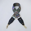 Adjustable colorful geometric strap for handbags with gold hardware and leather ends - Striped
