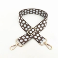 Adjustable brown polka dot fabric shoulder strap with golden metal swivel hooks - Khaki Polka Dot