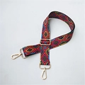 Adjustable geometric pattern crossbody bag strap with gold metal lobster clasps - Silver Clasp / Colorful Geometric