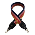 Verstellbarer Taschenriemen mit bunten Streifen und goldenen Metall-Karabinern - Gelbe Streifen + Schwarzes Leder