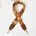 Brown woven adjustable shoulder strap with gold star pattern and metallic buckles - Brown