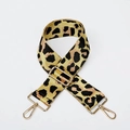 Adjustable leopard print bag strap with golden zinc alloy hardware on white background - Yellow