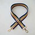 Adjustable navy blue shoulder strap with colorful geometric patterns and gold metal hooks - Style 4