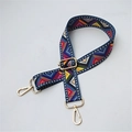 Adjustable colorful geometric woven shoulder strap with polished gold-tone metal hooks - Geometric Film