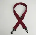 Adjustable wine red nylon shoulder strap with black plastic swivel hooks for bags - Burgundy