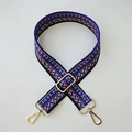 Adjustable geometric ethnic strap with gold buckles in blue, purple and orange tones - Style 5