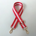 Tracolla regolabile in tessuto a righe bianche e rosse con ganci e fibbia in metallo dorato - Rosso-Bianco-Rosso
