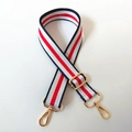 Tracolla di ricambio regolabile in tela a righe rosso bianco blu con moschettoni dorati - Bianco-Rosso-Bianco