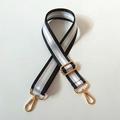 Adjustable black and silver glitter striped bag strap with gold metal lobster hooks - Silver Stripe