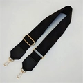 Dettaglio tracolla regolabile in nylon nero con fibbie dorate e rinforzi in pelle - Stile 2 Nero Fibbia Dorata