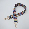Adjustable bohemian style woven strap with geometric patterns and gold metal hooks - Multicolor Pattern