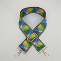 Close-up of bohemian style adjustable woven bag strap with colorful diamond pattern - Silk Scarf