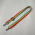 Detail of adjustable rainbow striped shoulder strap with durable swivel metal hooks - Style 2 Rainbow Stripe (Gunmetal Buckle)
