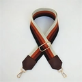 Adjustable striped PU leather wide shoulder strap with golden metal swivel hooks - Style 4 Coffee