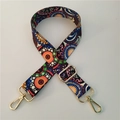 Adjustable bohemian mandala print wide shoulder strap with gold metal lobster clasps - Colorful Circles