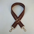 Adjustable wide canvas shoulder strap with letter pattern and gold lobster clasps - Brown